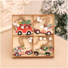 Load image into Gallery viewer, Santa Car Wooden Xmas Tree Hanging
