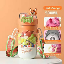 Load image into Gallery viewer, Zootopiia Insulated Dual Sipper Water Bottel 500ml
