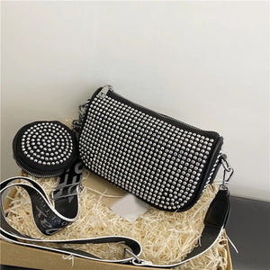 Black & Silver Studded Crossbody Sling