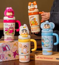 Load image into Gallery viewer, Shinchan Premium Plush Head Insulated SS Tumbler 900ml
