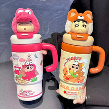 Load image into Gallery viewer, Shinchan Premium Plush Head Insulated SS Tumbler 900ml
