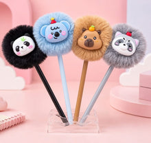 Load image into Gallery viewer, Cutiepai Animal Pom Pom Black Gel Pen
