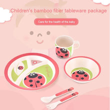 Load image into Gallery viewer, Ladybug Bamboo Fibre Kids Feeding Set
