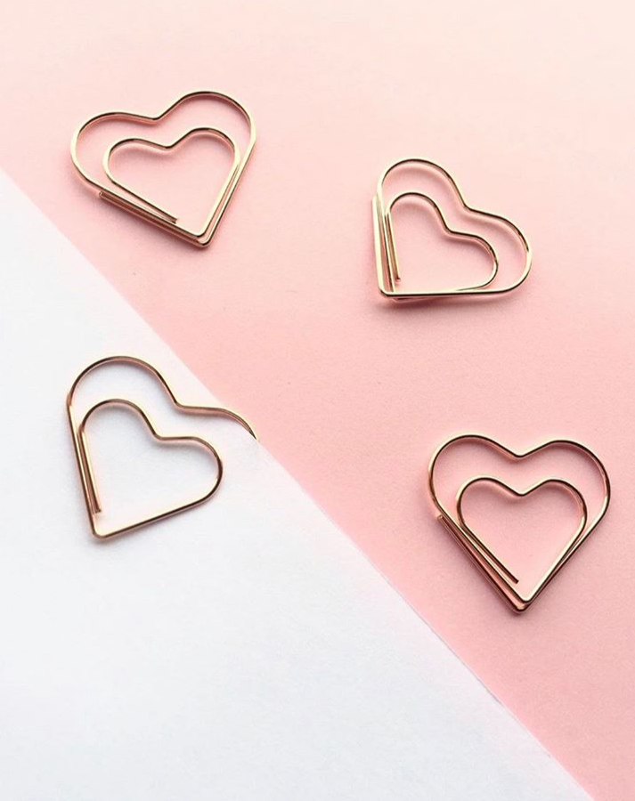 Heart Rosegold Paper Clips   (Set of 6)
