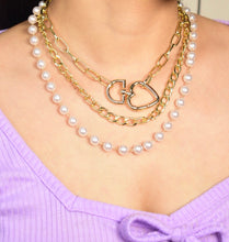 Load image into Gallery viewer, D Heart Multi Layer Pearl Necklace
