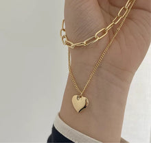 Load image into Gallery viewer, Heart Chunky Chain Necklace 2 in 1
