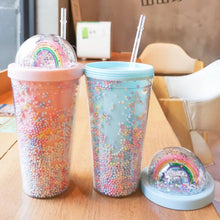 Load image into Gallery viewer, Rainbow Confetti Sipper Glass
