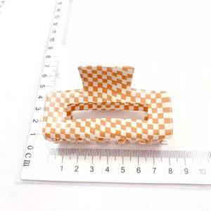 Large Checkered Hair Claw Clip