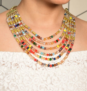 Crystal Bead 6 Layer Necklace